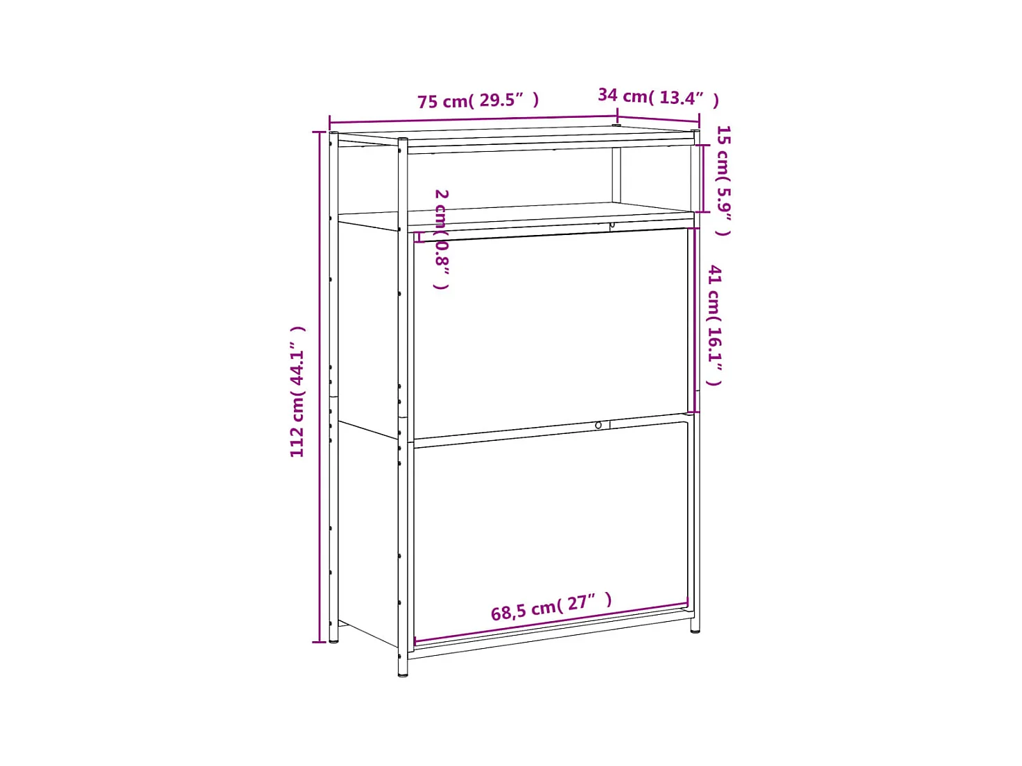 Armoire à chaussures chêne sonoma 75x34x112 bois d'ingénierie