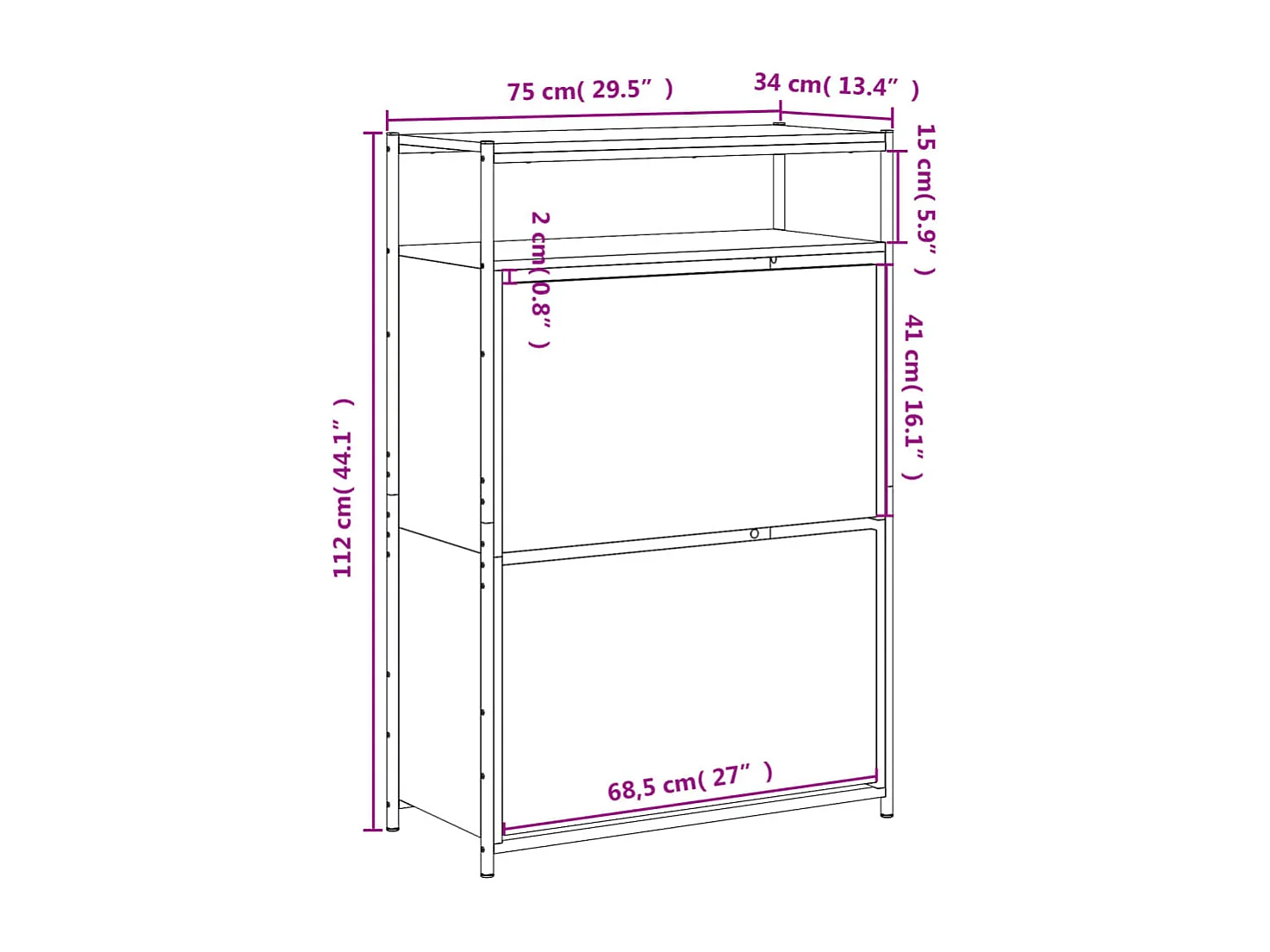 Armoire à chaussures chêne sonoma 75x34x112 bois d'ingénierie