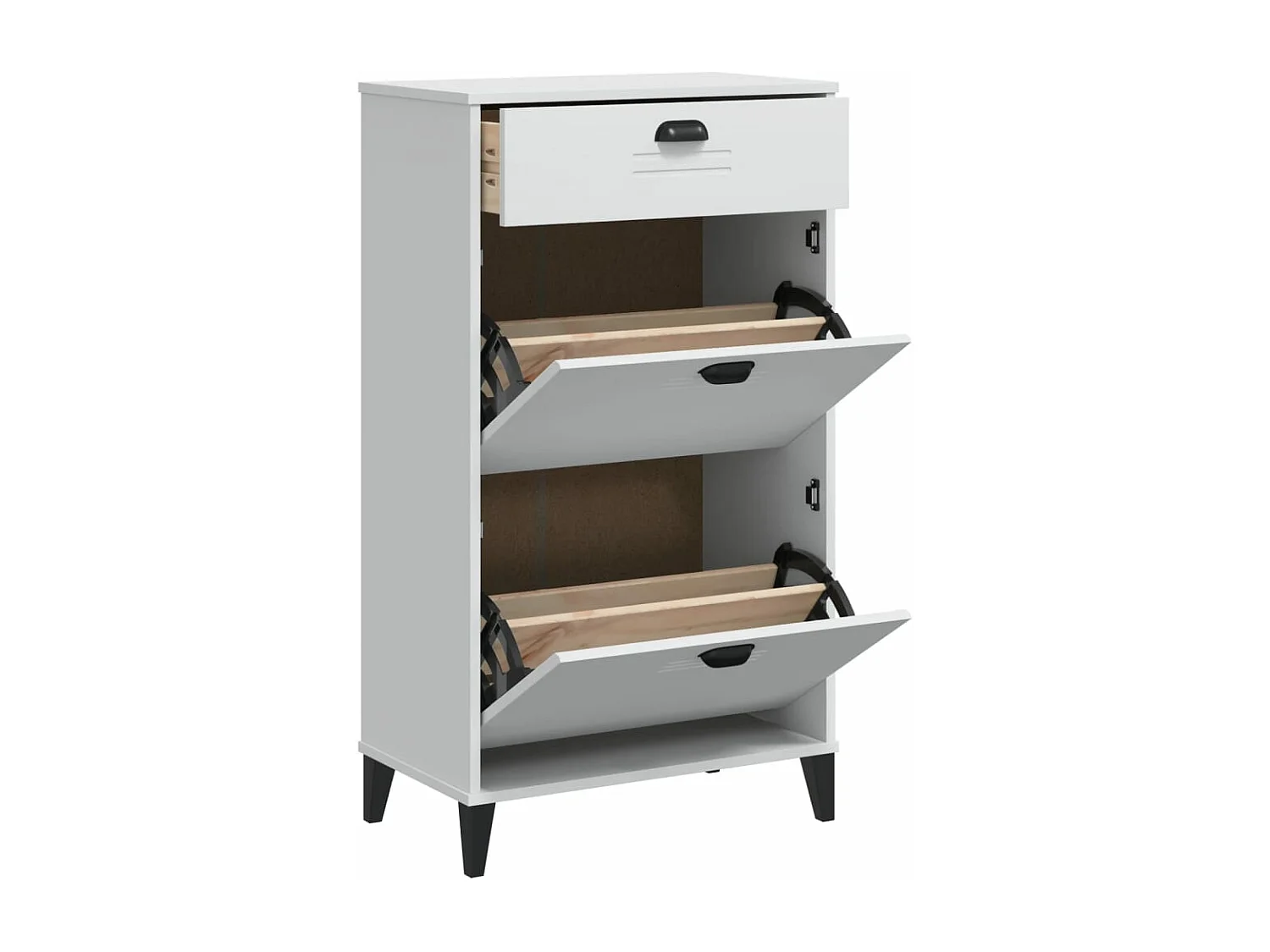 Armoire à chaussures VIKEN blanc bois de pin solide