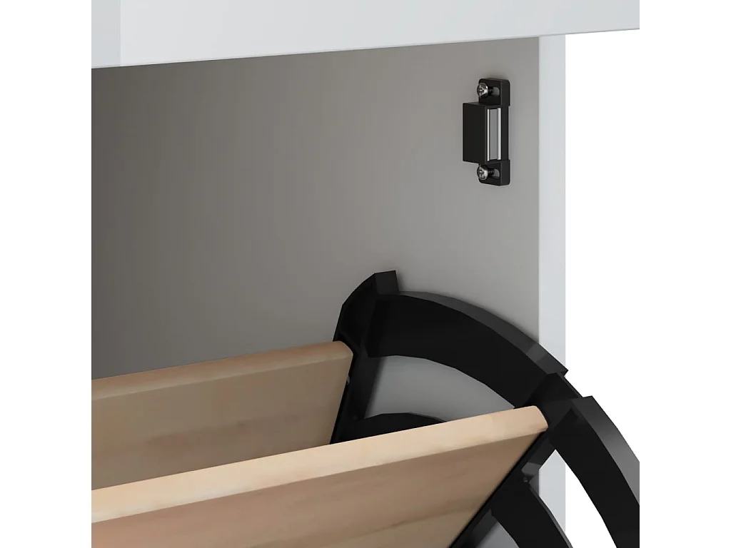 Armoire à chaussures VIKEN blanc bois de pin solide