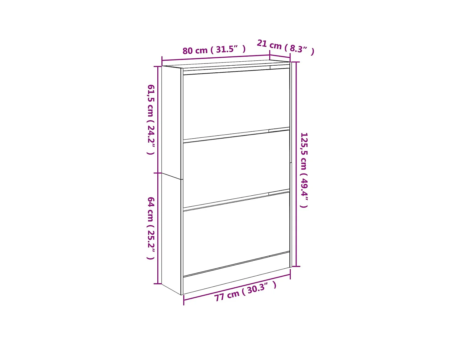 Armoire à chaussures chêne sonoma 80x21x125,5 bois ingénierie