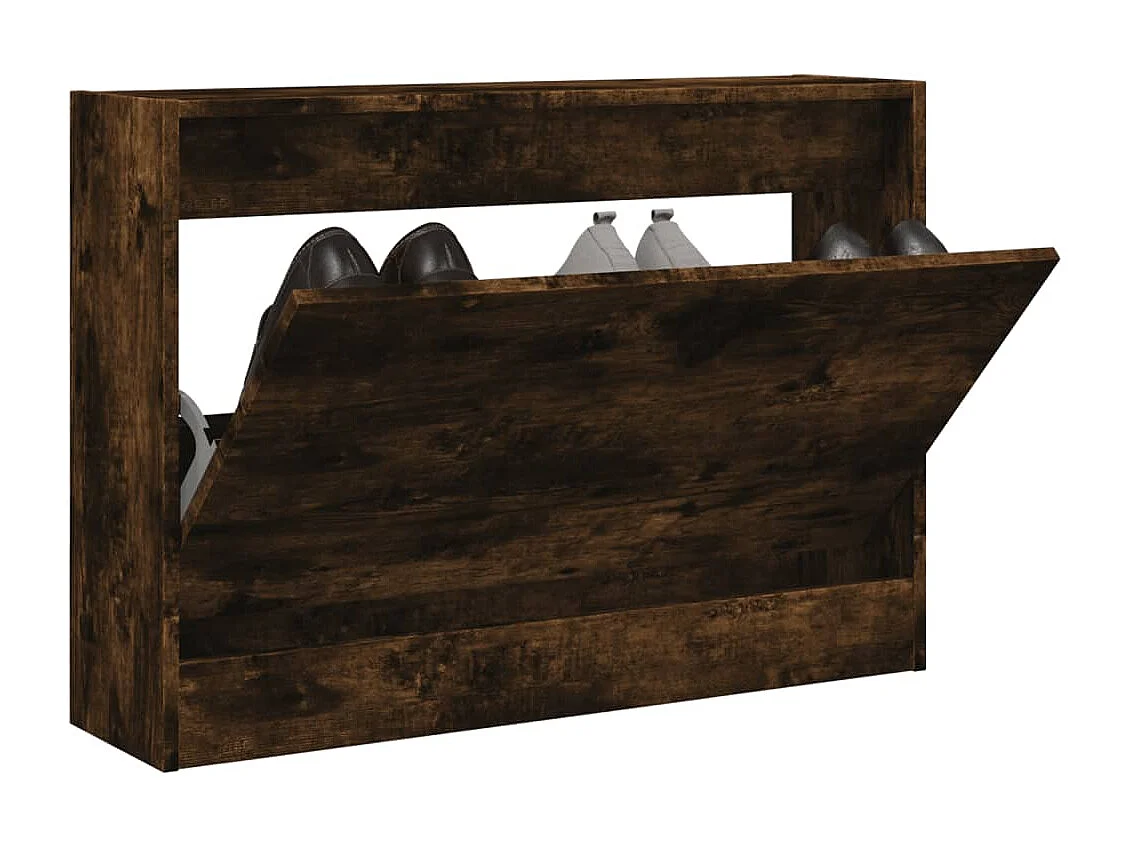 Armoire à chaussures chêne fumé 80x21x57 bois ingénierie