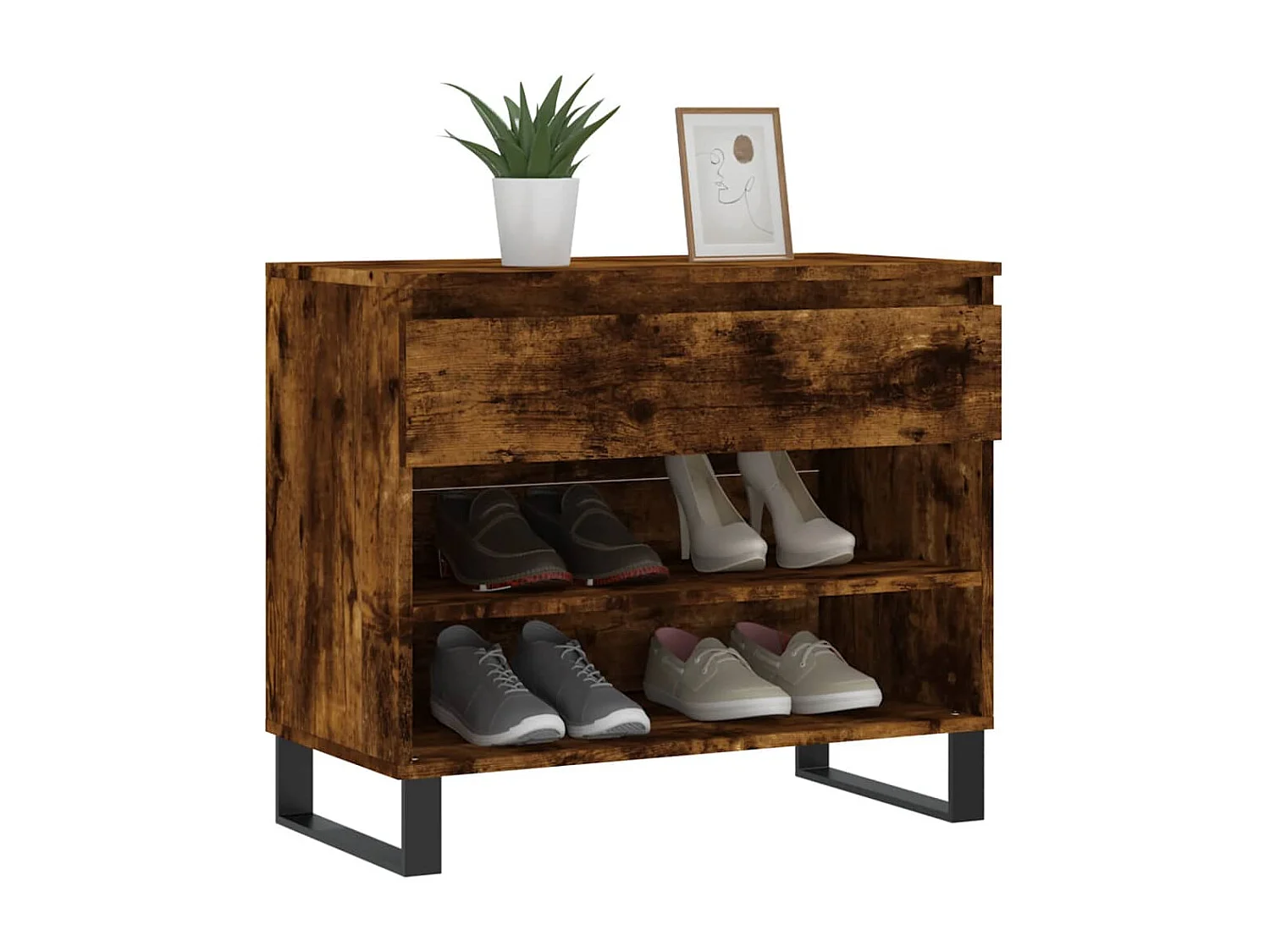 Armoire à chaussures Chêne fumé 70x36x60 Bois d'ingénierie