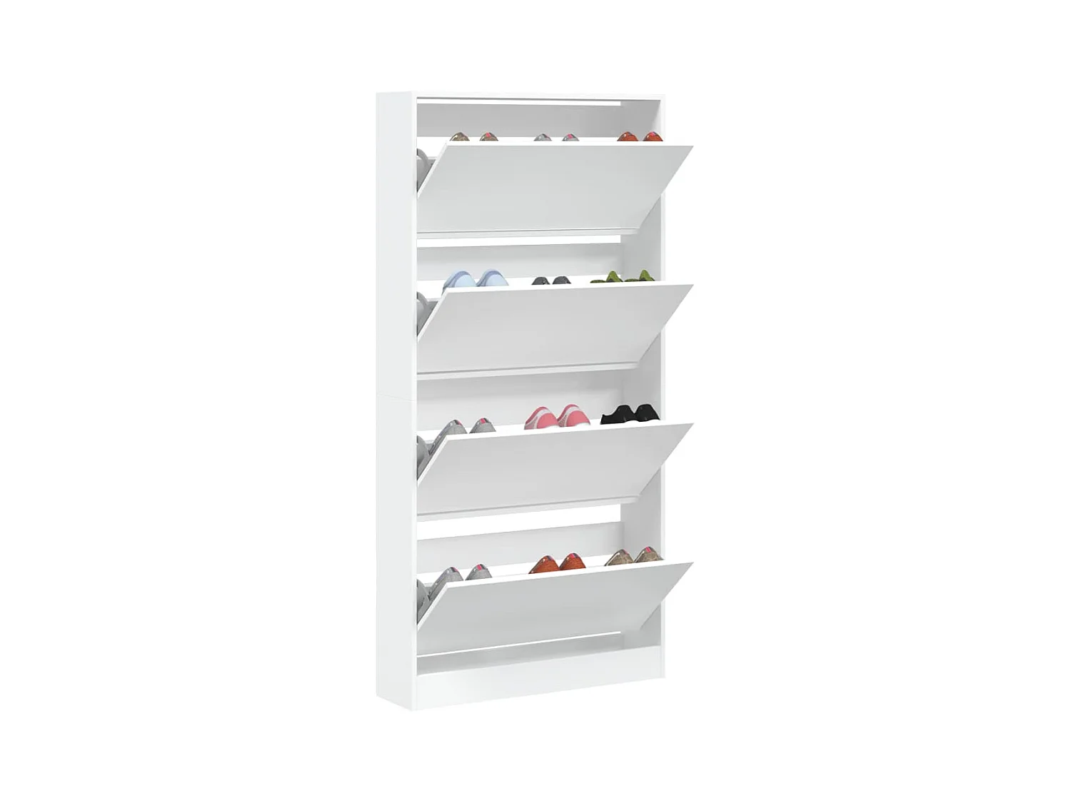 Armoire à chaussures 4 tiroirs rabattables blanc 80x21x163,5