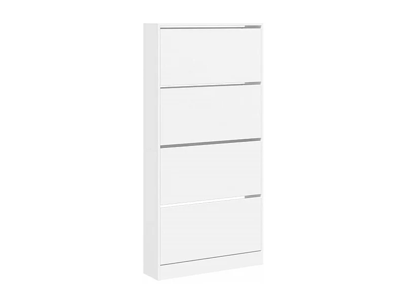 Armoire à chaussures 4 tiroirs rabattables blanc 80x21x163,5