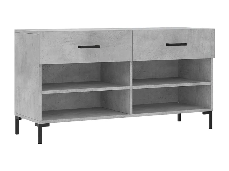 Banc à chaussures gris béton 102x35x55 bois d'ingénierie