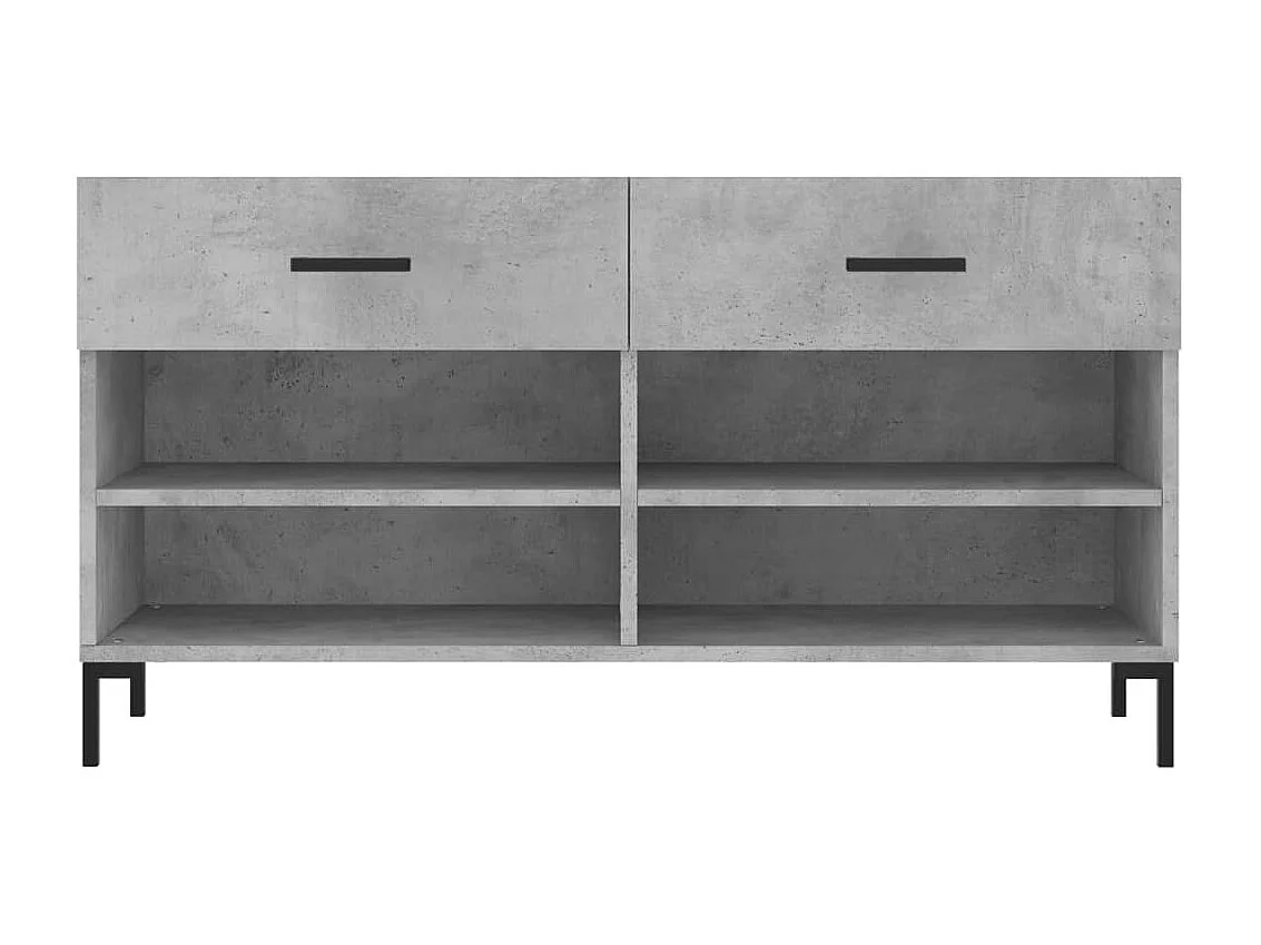 Banc à chaussures gris béton 102x35x55 bois d'ingénierie