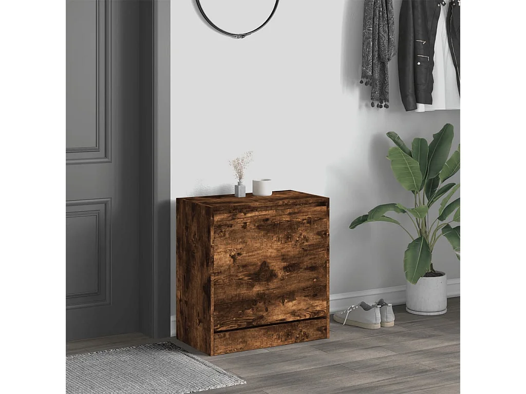 Armoire à chaussures chêne fumé 60x34x63,5 bois d'ingénierie