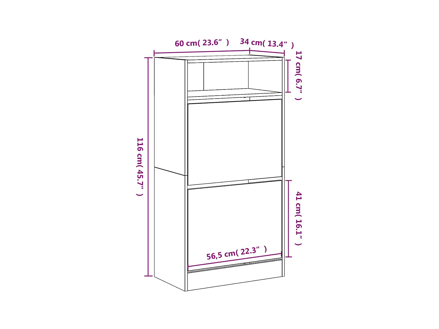 Armoire à chaussures noir 60x34x116 bois d'ingénierie