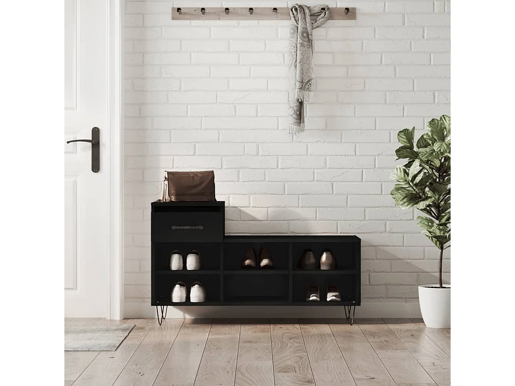 Armoire à chaussures Noir 102x36x60 Bois d'ingénierie