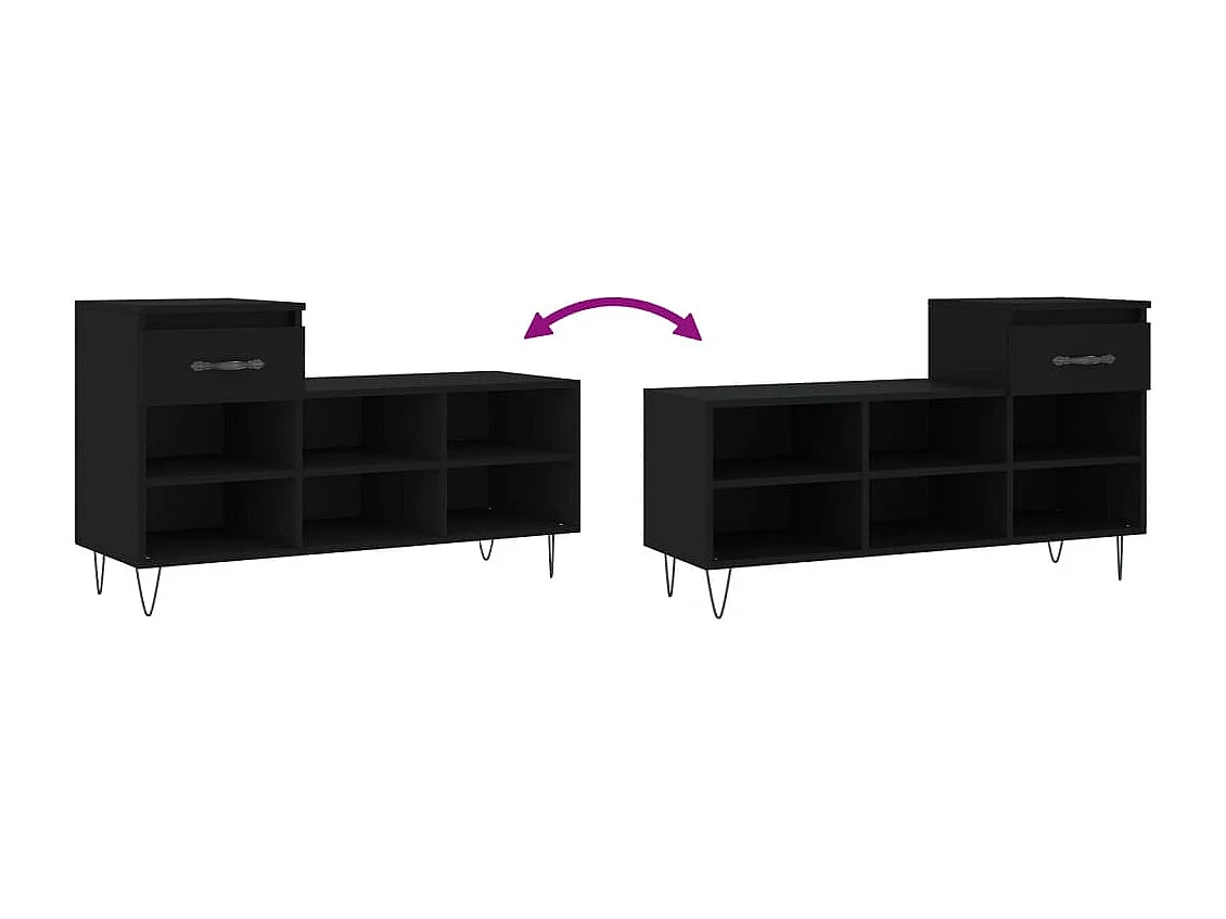 Armoire à chaussures Noir 102x36x60 Bois d'ingénierie