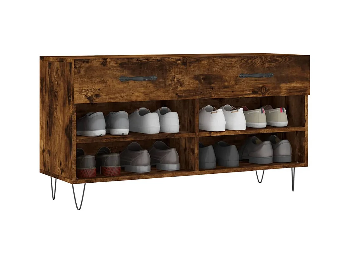 Banc à chaussures chêne fumé 102x35x55 bois d'ingénierie