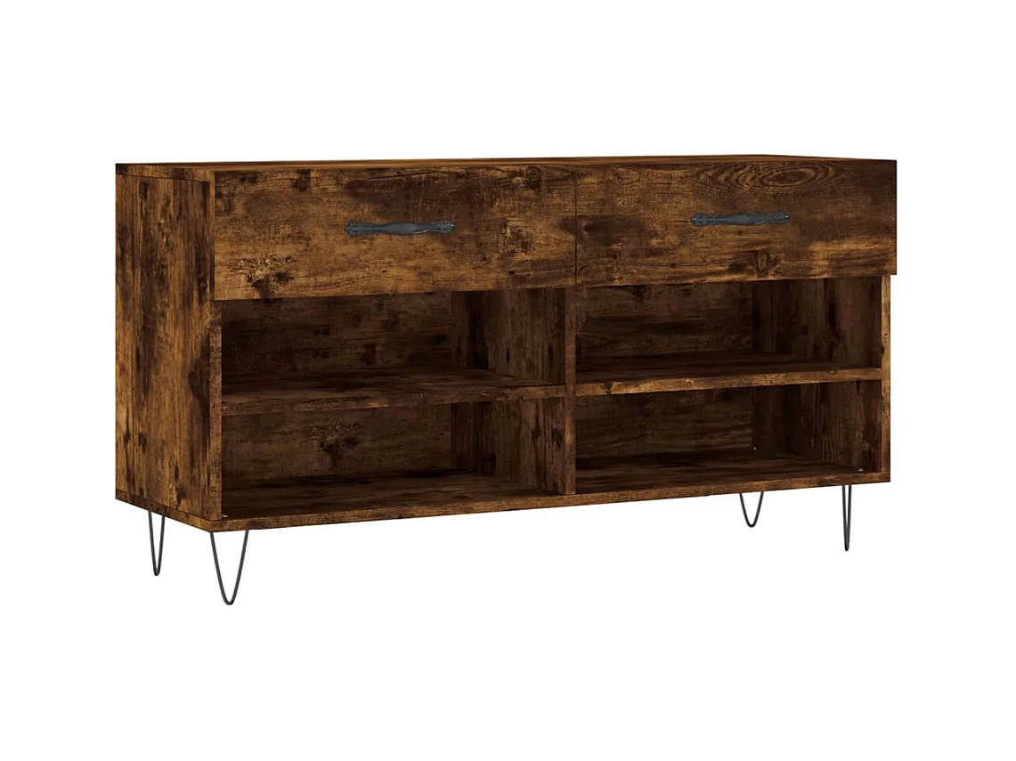 Banc à chaussures chêne fumé 102x35x55 bois d'ingénierie