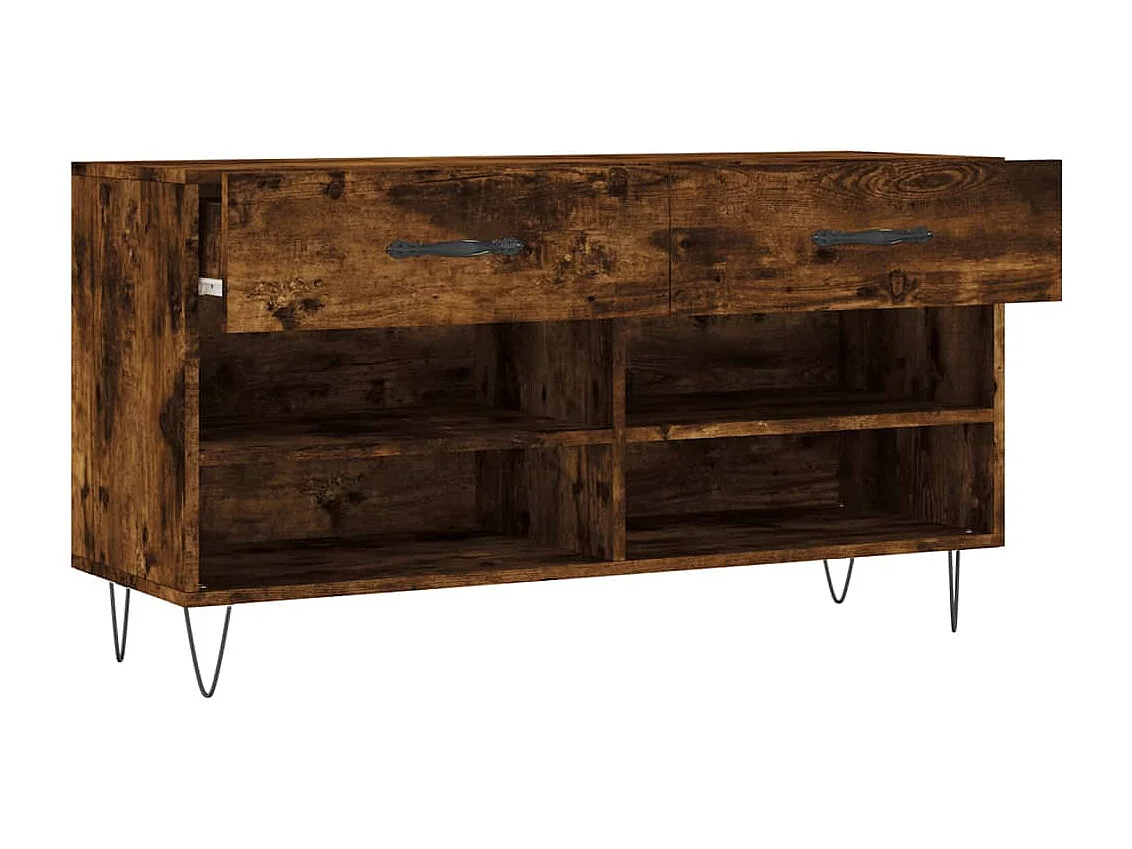 Banc à chaussures chêne fumé 102x35x55 bois d'ingénierie