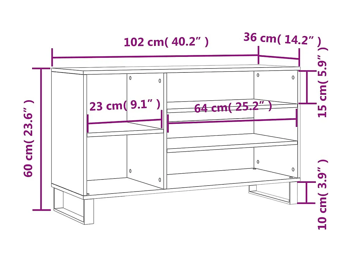 Armoire à chaussures Blanc 102x36x60 Bois d'ingénierie