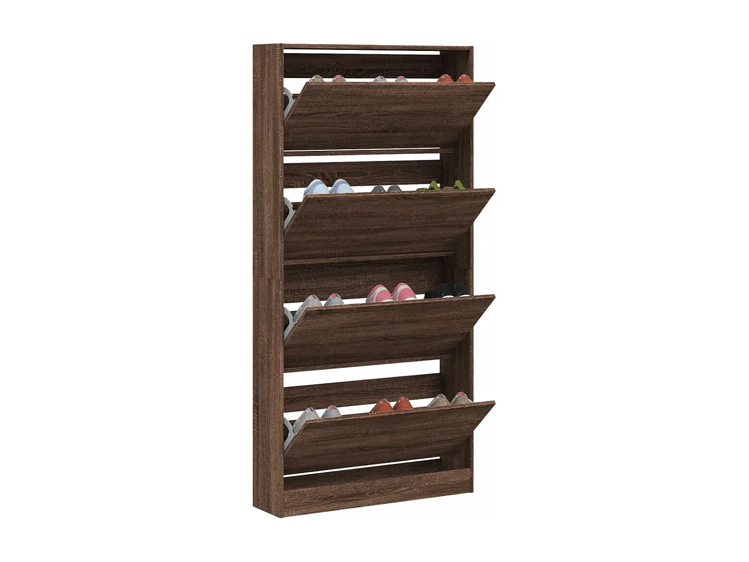 vidaXL Mueble zapatero 4 cajones abatibles marrón roble 80x21x163,5 cm