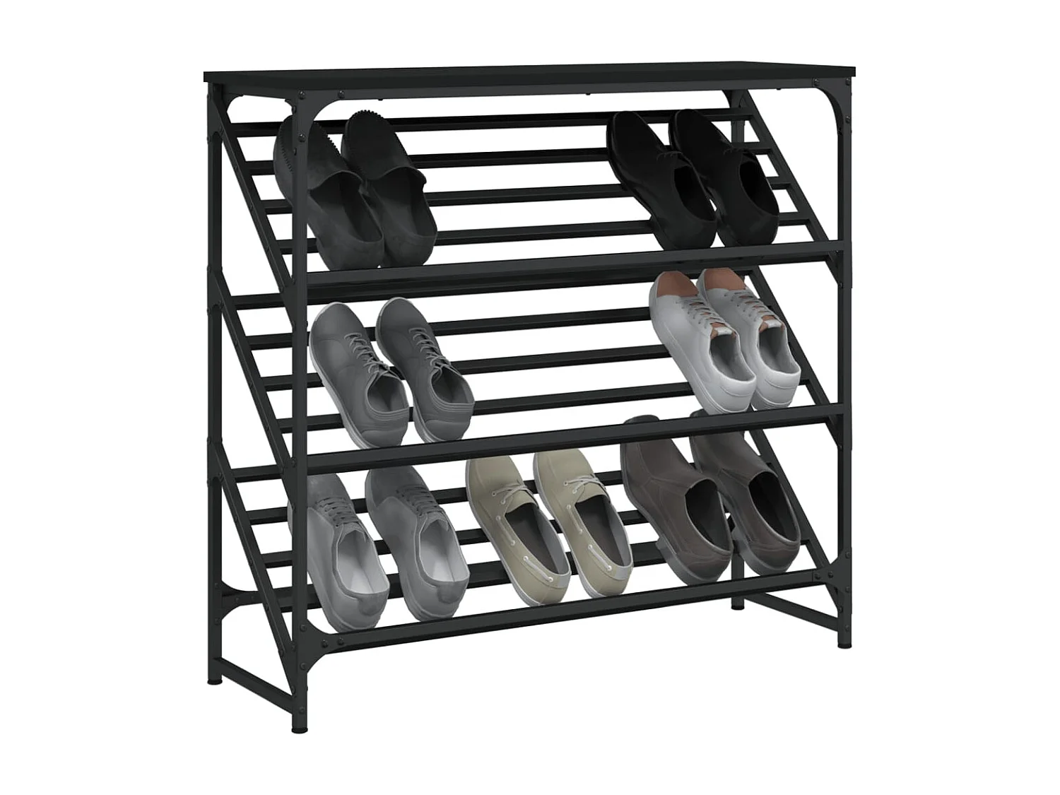 Étagère à chaussures noir 90x30x85 bois d'ingénierie