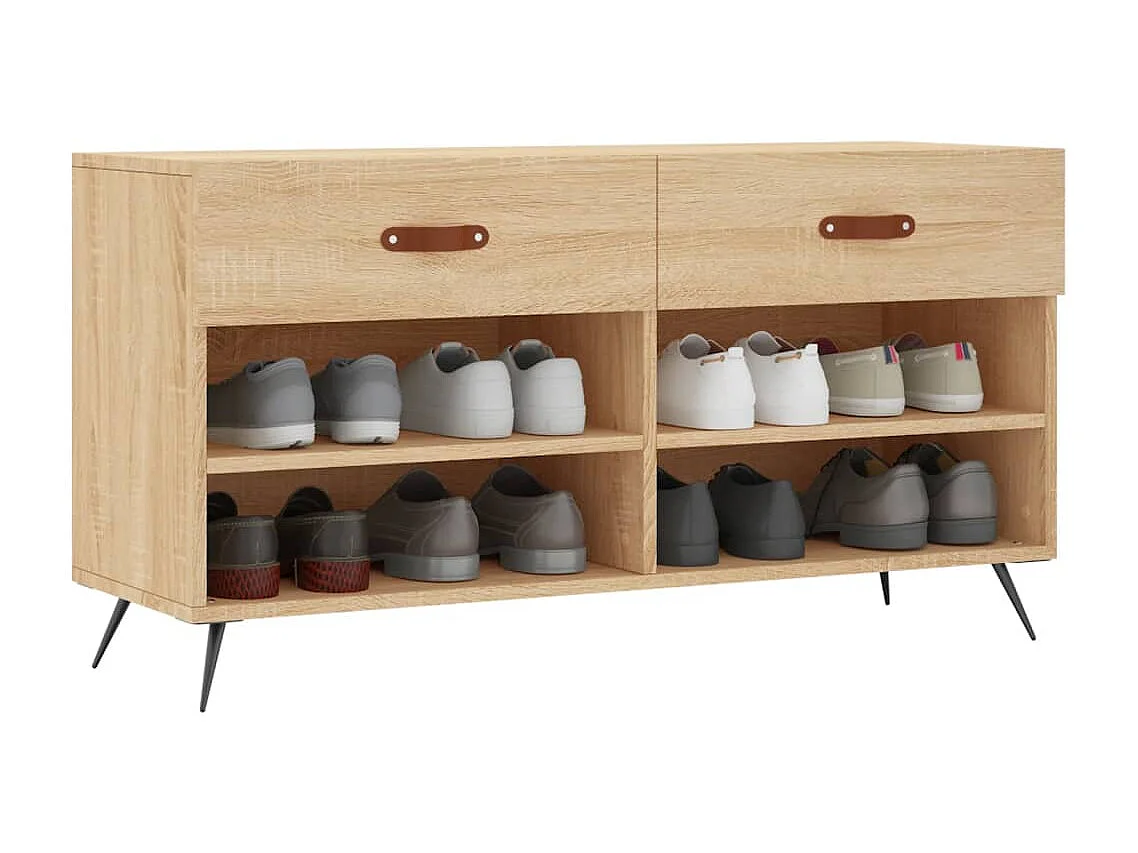 Banc à chaussures chêne sonoma 102x35x55 bois d'ingénierie