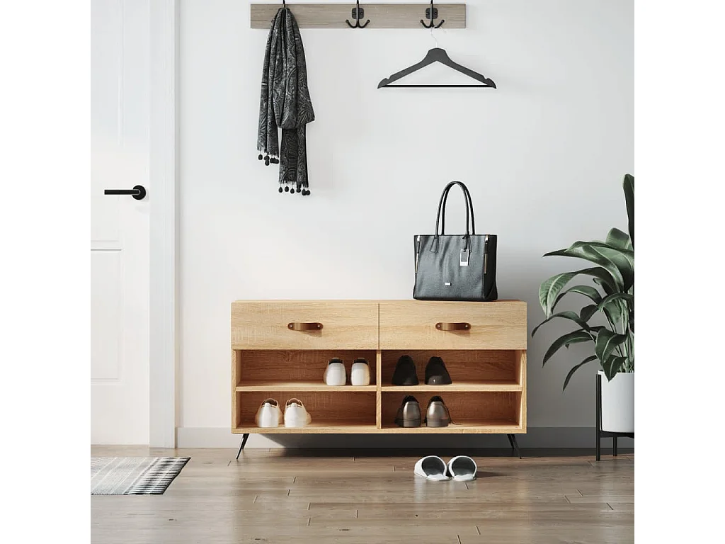 Schoenenbank 102x35x55 cm bewerkt hout sonoma eikenkleurig