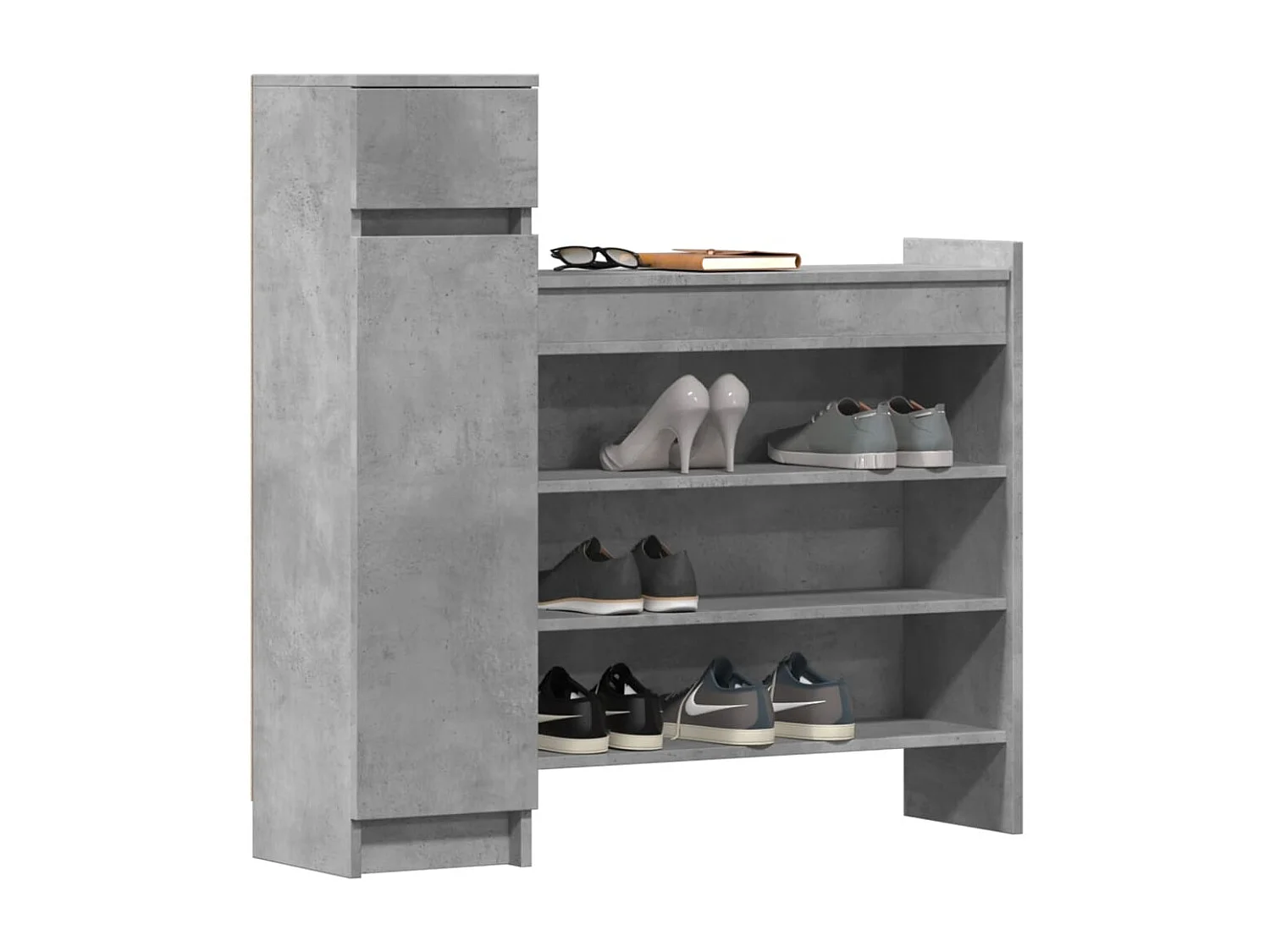 Armoire à chaussures gris béton bois d'ingénierie