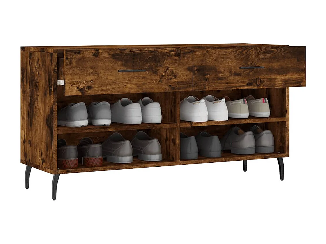 Banc à chaussures chêne fumé 102x35x55 bois d'ingénierie