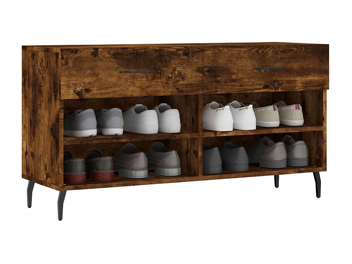 Banc à chaussures chêne fumé 102x35x55 bois d'ingénierie