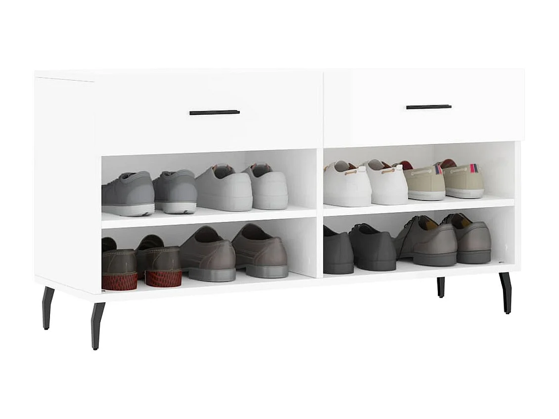 Banc à chaussures blanc brillant 102x35x55 bois d'ingénierie