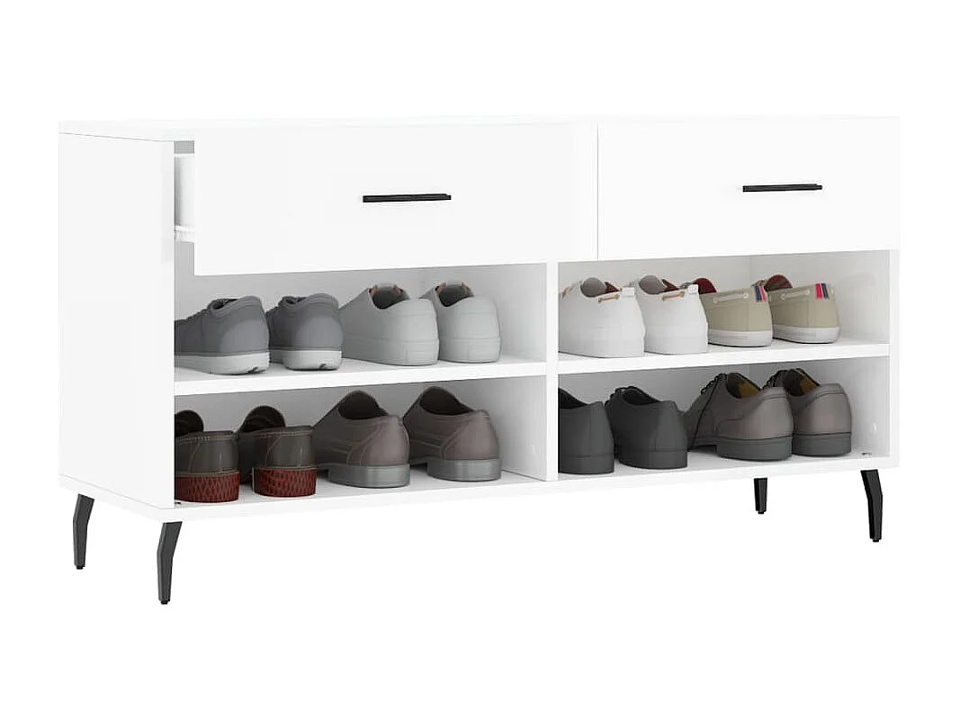 Banc à chaussures blanc brillant 102x35x55 bois d'ingénierie
