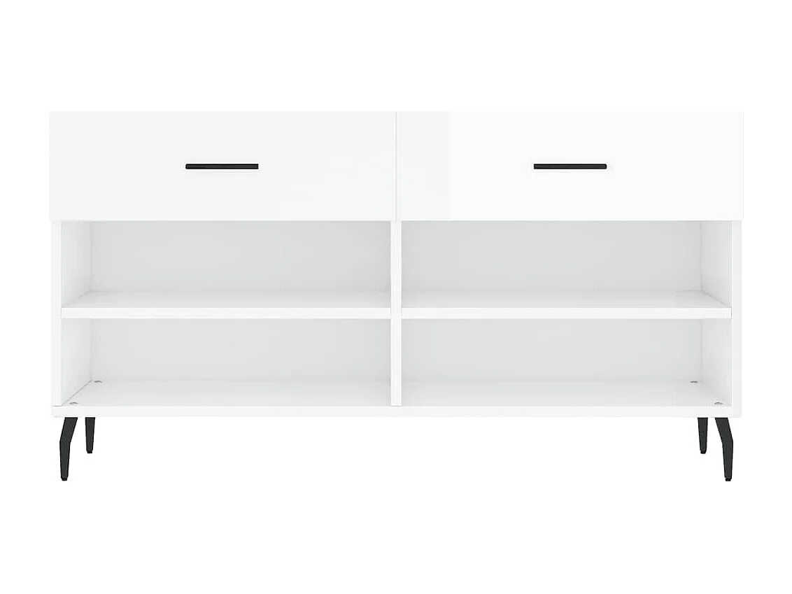 Banc à chaussures blanc brillant 102x35x55 bois d'ingénierie
