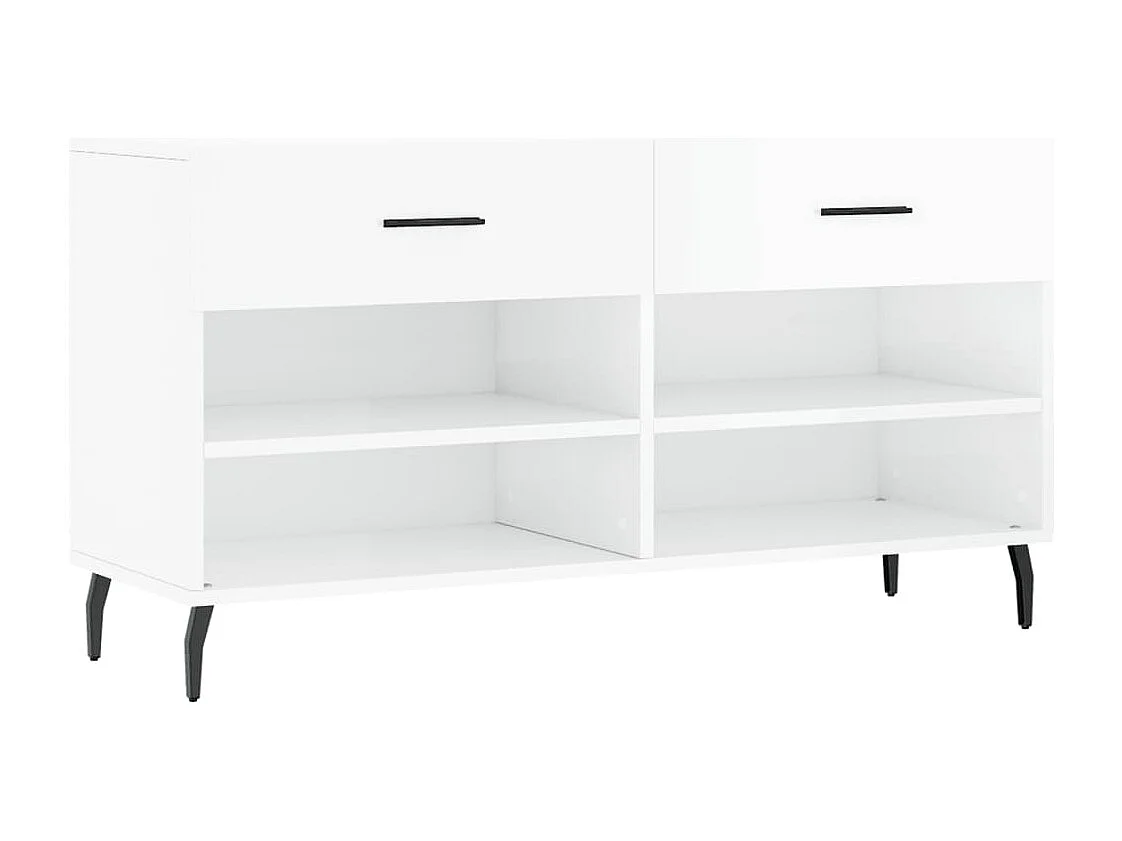 Banc à chaussures blanc brillant 102x35x55 bois d'ingénierie