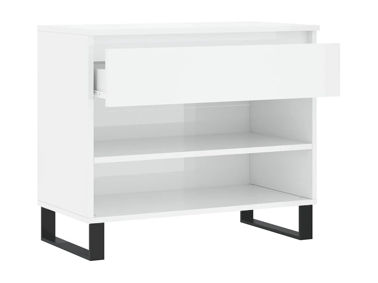 Armoire à chaussure Blanc brillant 70x36x60 Bois ingénierie