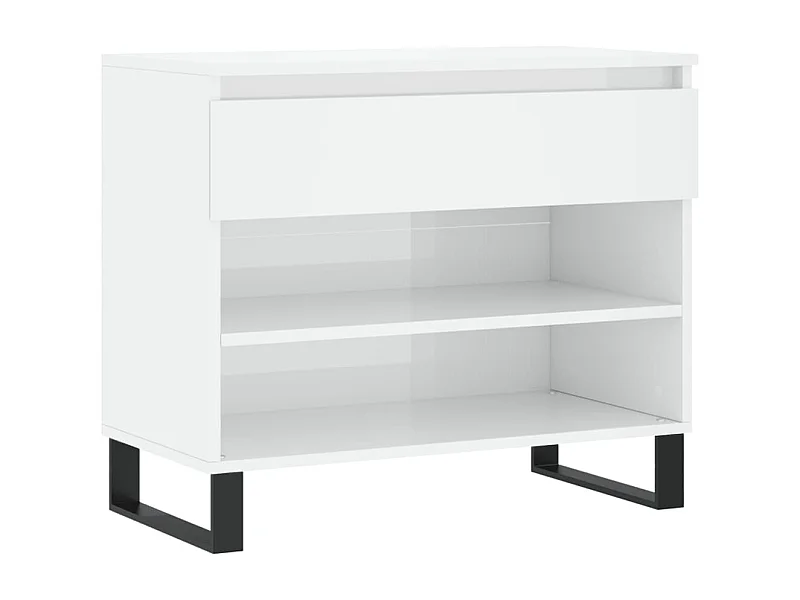 Armoire à chaussure Blanc brillant 70x36x60 Bois ingénierie