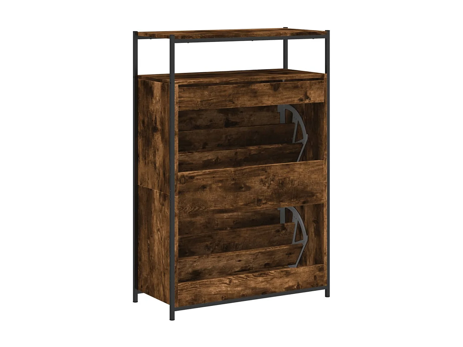 Armoire à chaussures chêne fumé 75x34x112 bois d'ingénierie