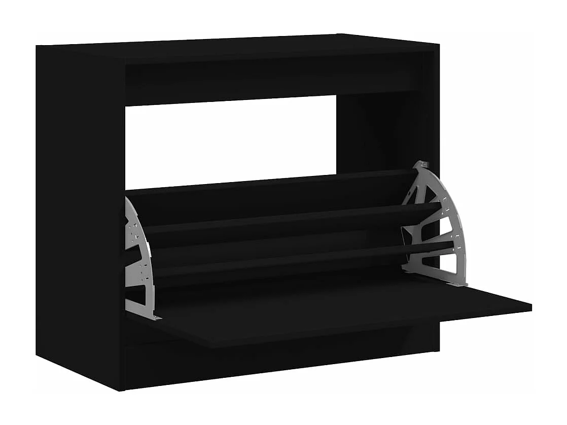 Armoire à chaussures noir 80x42x69 bois d'ingénierie
