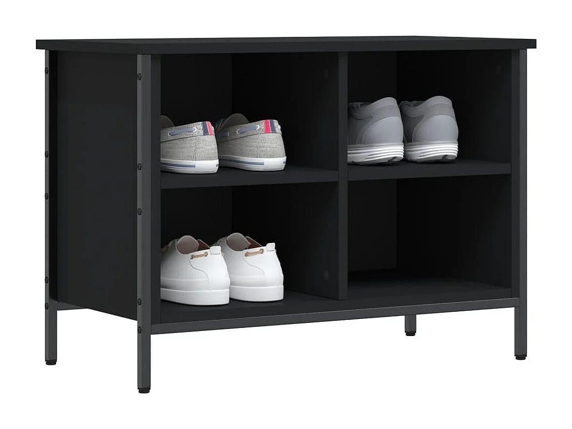 Armoire à chaussures noir 69x35x50 bois d'ingénierie