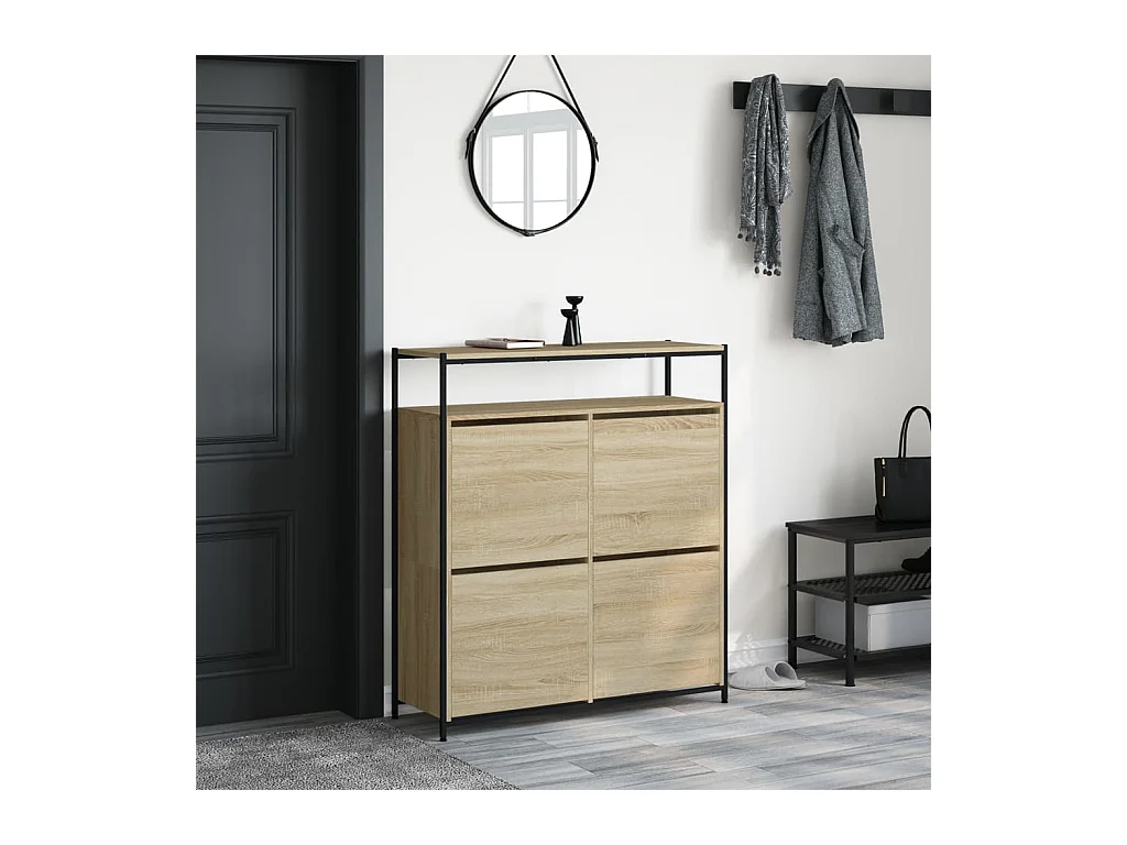 Armoire à chaussures 4 tiroirs rabattables chêne sonoma