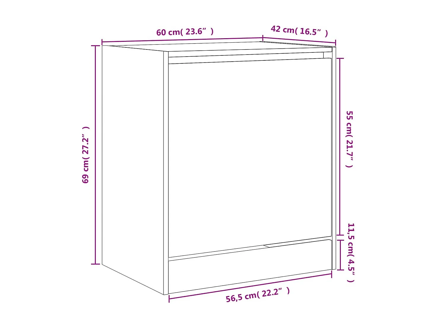 Armoire à chaussures chêne fumé 60x42x69 bois d'ingénierie