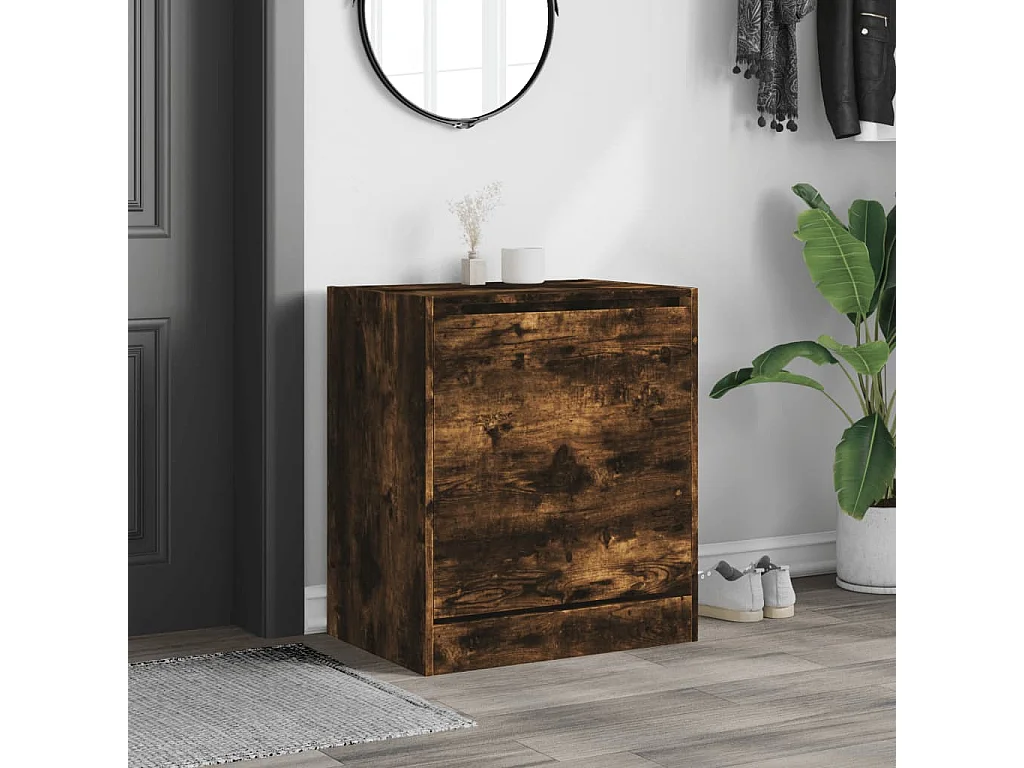 Armoire à chaussures chêne fumé 60x42x69 bois d'ingénierie