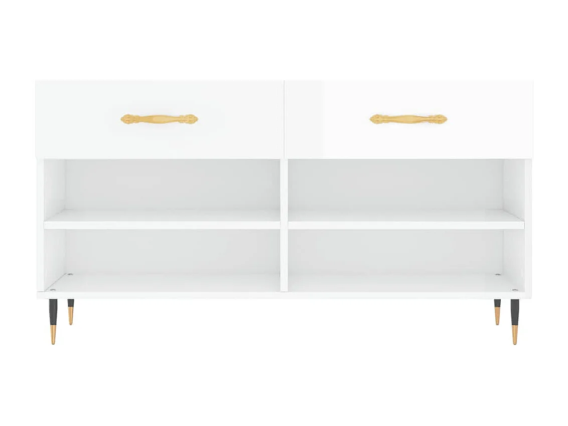 Banc à chaussures blanc brillant 102x35x55 bois d'ingénierie