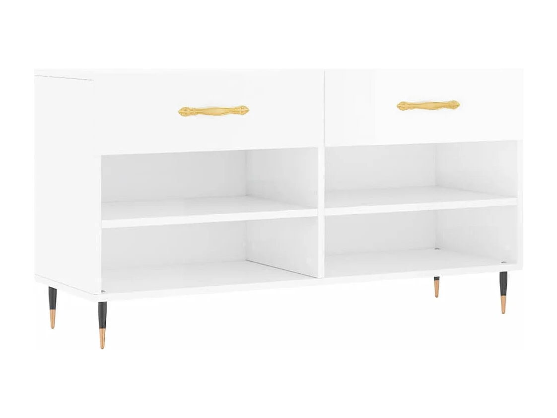 Banc à chaussures blanc brillant 102x35x55 bois d'ingénierie