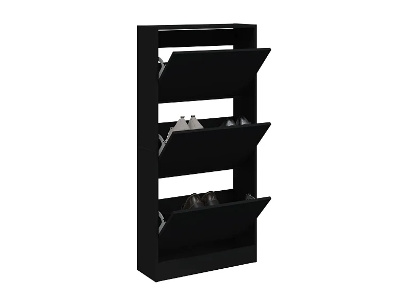 Armoire à chaussures noir 60x21x125,5 bois d'ingénierie