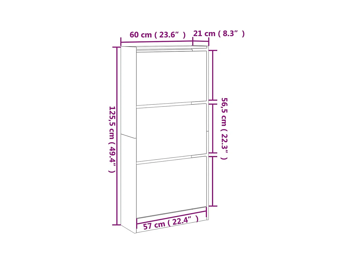 Armoire à chaussures noir 60x21x125,5 bois d'ingénierie