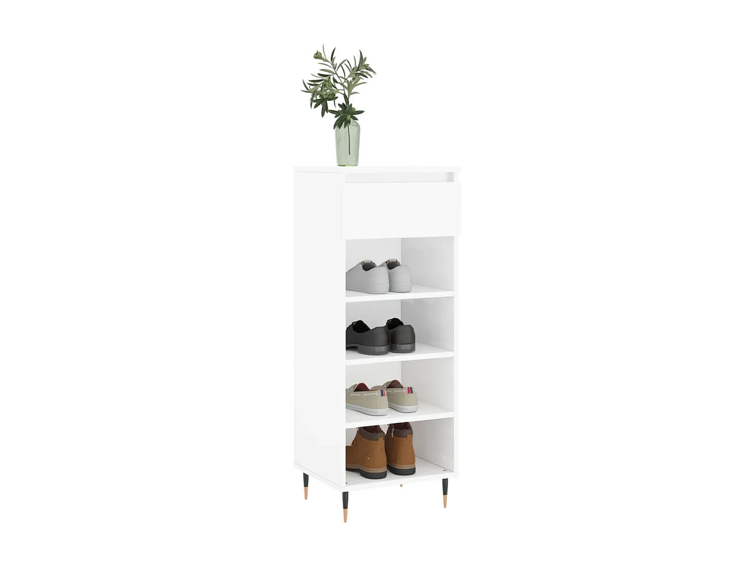 Armoire à chaussures Blanc brillant 40x36x105 Bois ingénierie