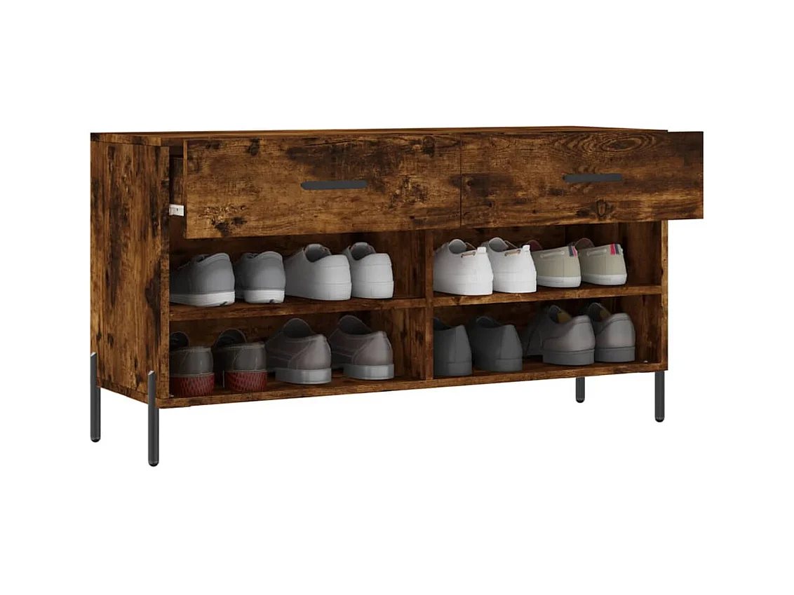 Banc à chaussures chêne fumé 102x35x55 bois d'ingénierie