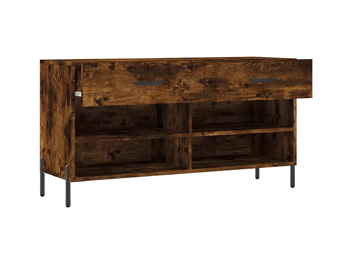 Banc à chaussures chêne fumé 102x35x55 bois d'ingénierie