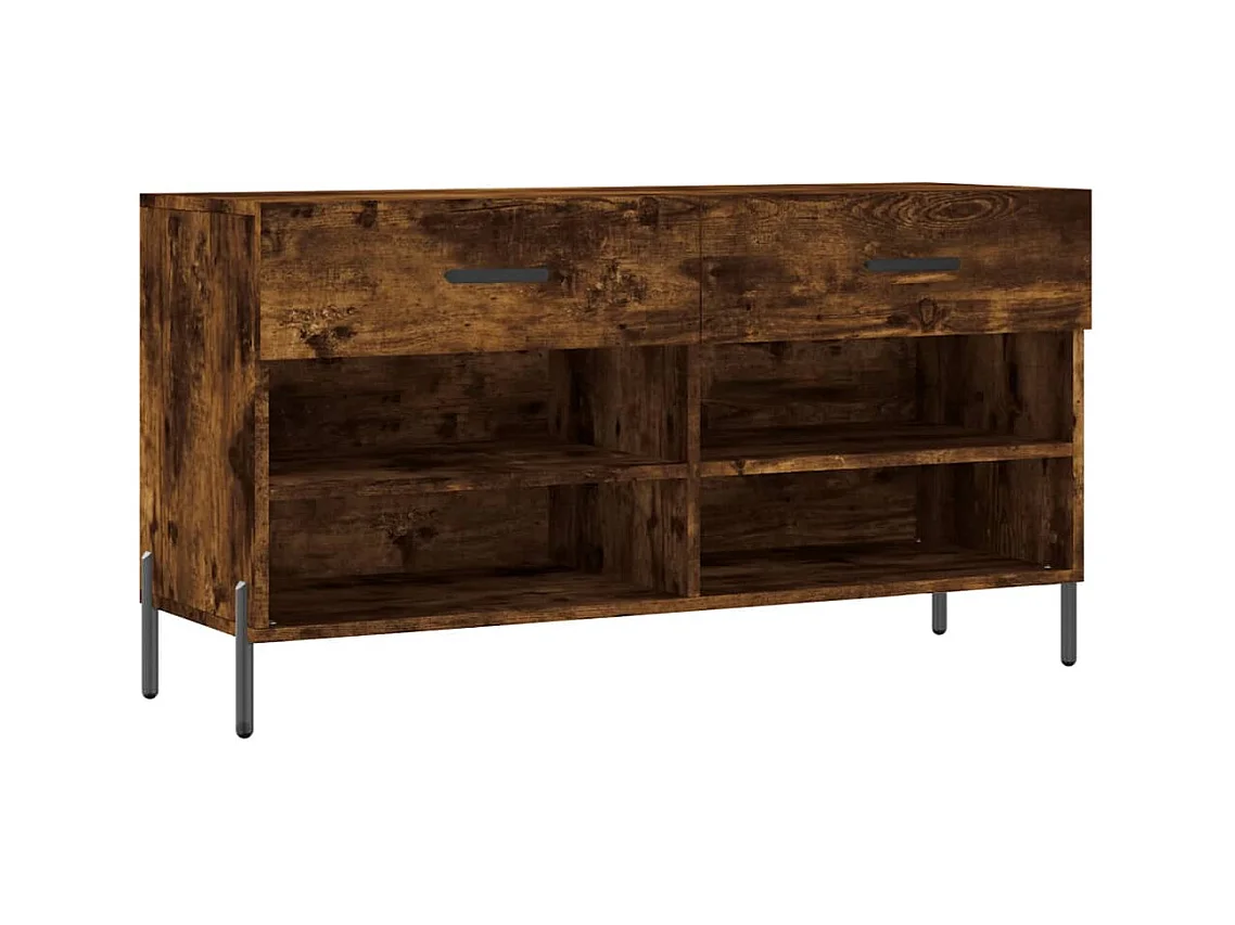 Banc à chaussures chêne fumé 102x35x55 bois d'ingénierie