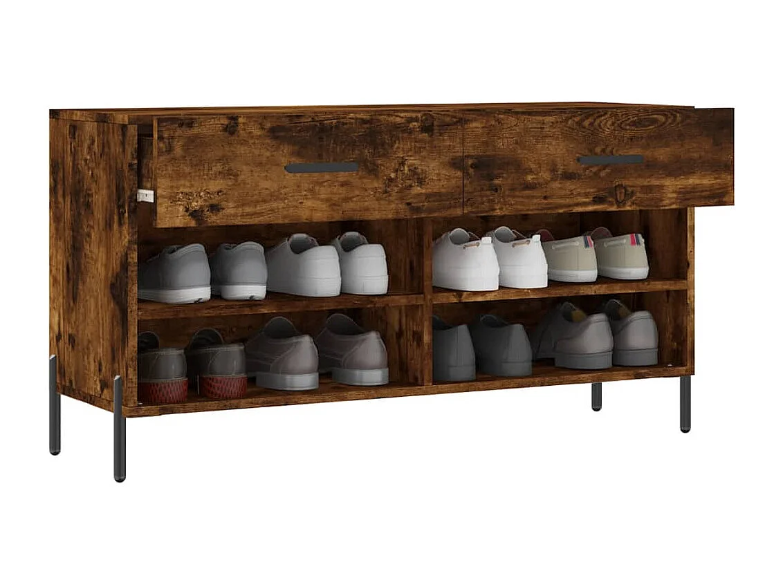 Banc à chaussures chêne fumé 102x35x55 bois d'ingénierie