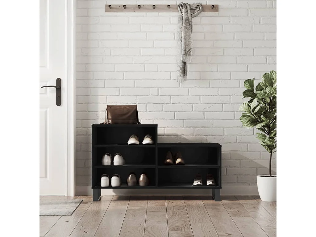Armoire à chaussures Noir 102x36x60 Bois d'ingénierie
