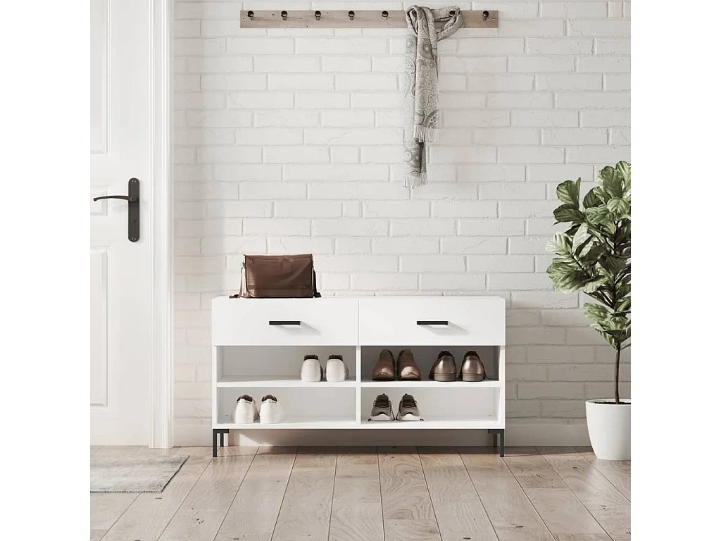 Banc à chaussures blanc 102x35x55 bois d'ingénierie