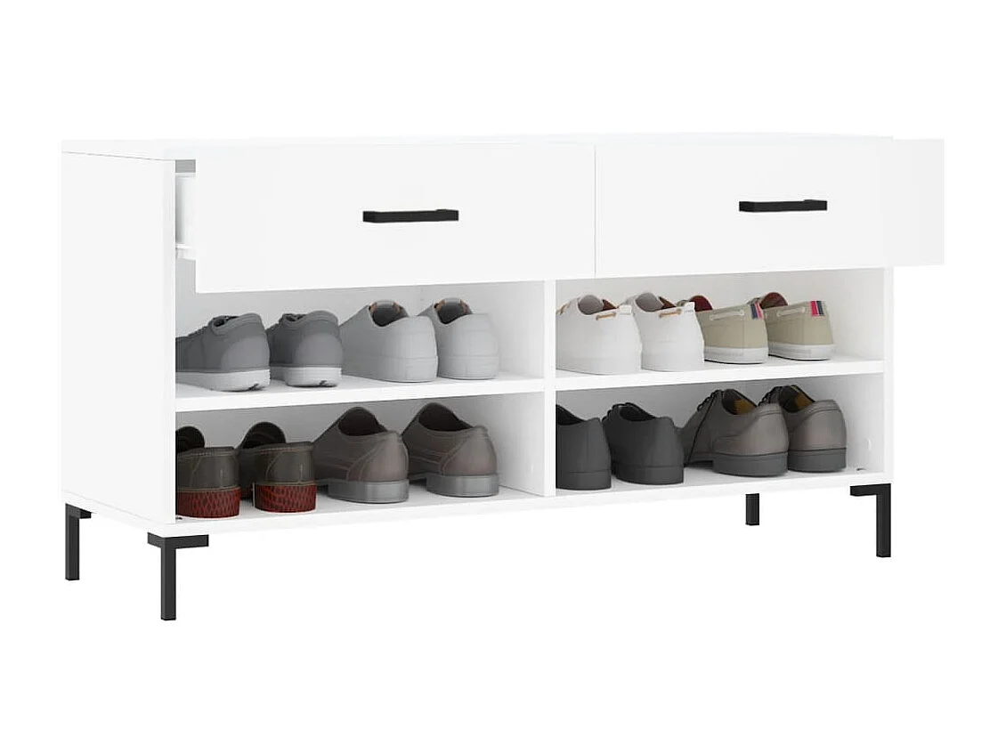 Banc à chaussures blanc 102x35x55 bois d'ingénierie